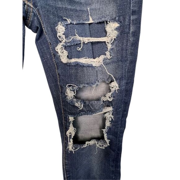 American Eagle Super Distressed Dark Wash High Rise Denim Jeggings - Picture 2 of 7